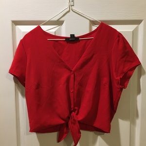 Red Button Down Top